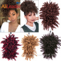 Cabelo Puff Afro Kinky Curly Rabo de Cavalo Com Franja